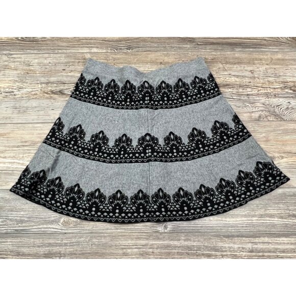 Candie's Knit Mini Skirt Size Medium Grey/Black Cotton/Rayon Pull-On A-Line - Picture 3 of 7